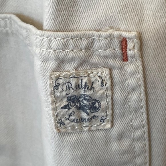 Polo Ralph Lauren Kids Girls L (12/14) Denim Shortalls Cream Beige 100% Cotton - Picture 11 of 15